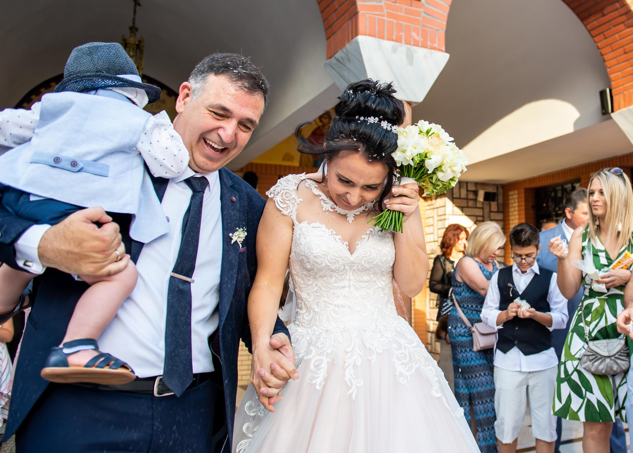 Just married couple exit church